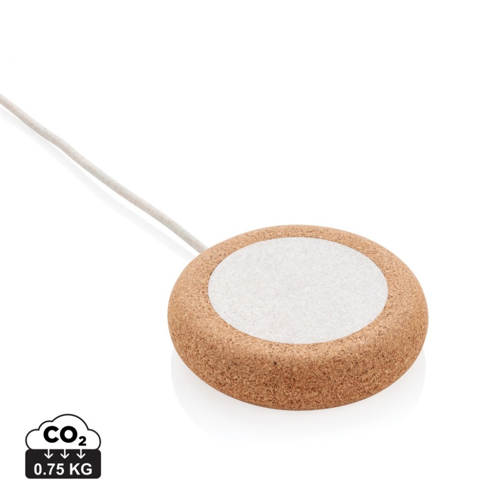 Logo trade corporate gifts picture of: Cork and Wheat 5W wireless charger